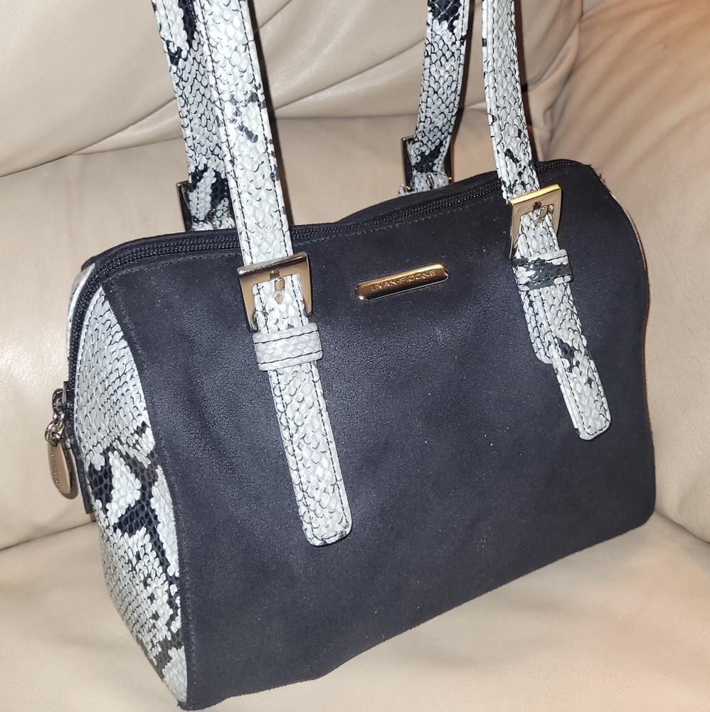 Evan Picone Black Velvet And Python Gray Bag - image 1